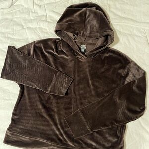 Avia Women's cropped Dark Brown Velour Hoodie